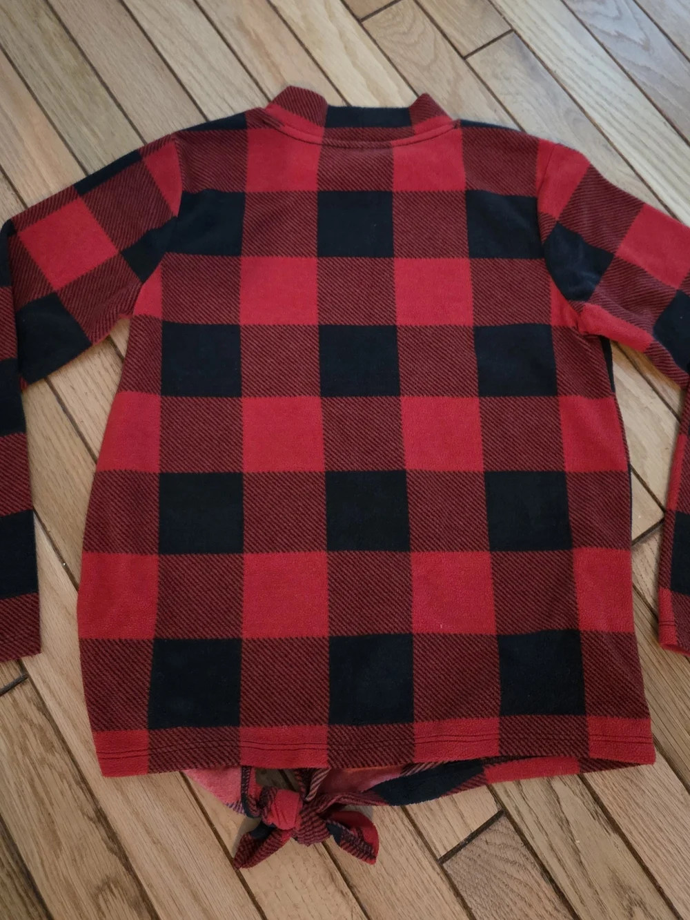 Old Navy Kids- Red and Black Buffalo Plaid Tie-Hem Long Sleeve Top